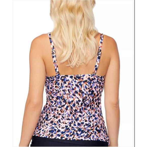 Island Escape Sail Away Gemini Underwire Tankini Top Pink Size 14 NWT - Picture 2 of 3